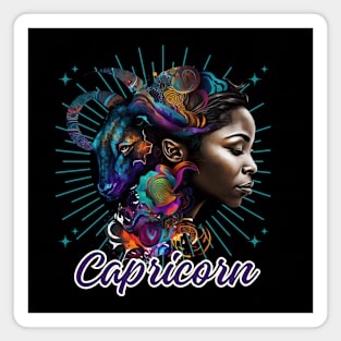 Black Capricorn Zodiac Sign Woman Magnet